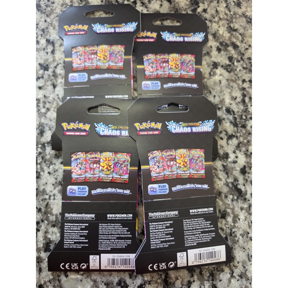 Pokémon TCG Chaos Rising Mega Evolution Booster Pack Factory Sealed  -4 Packs - Picture 7 of 11